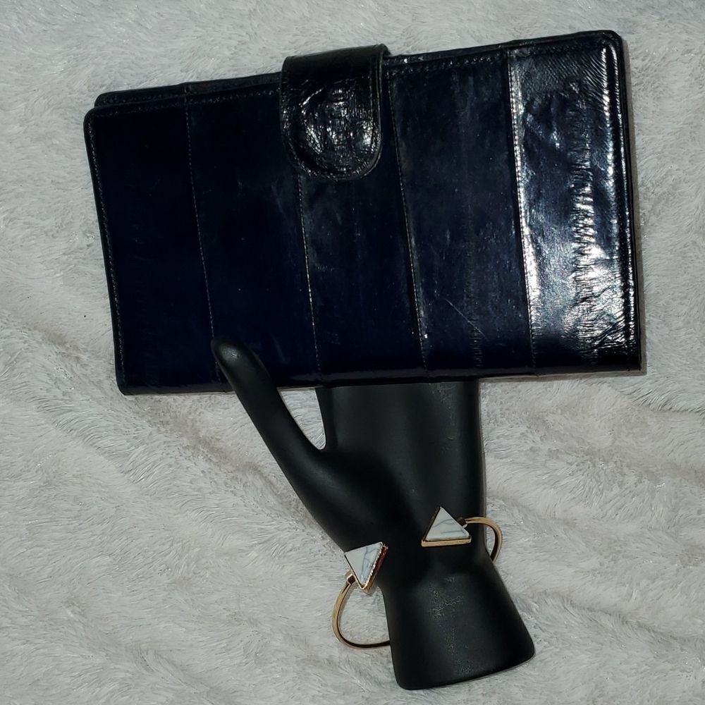 Vintage Eel Skin Checkbook Wallet